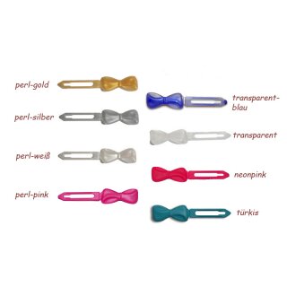 Hundehaarspangen Sonderfarben Schleife groß ca. 4,5 cm perl-silber