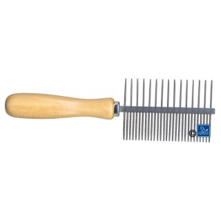 Idéal Dog 2 in 1 Kamm/ grobe und mittlerer Zahnung mit Holzgriff