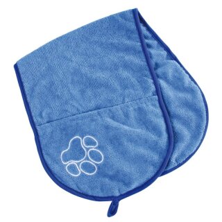 Trixie Mikrofaser Schal Handtuch mit Taschen 72 x 26 cm, blau