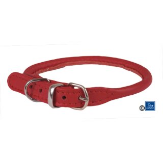 Lederhalsband rund rot Ø 10 mm S30/ 23-27 cm