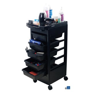 Friseur Rollwagen schwarz H 88 x T 39 x B 32 cm