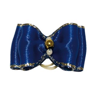Hundeschleife blau-gold 4 cm x 2,5 cm