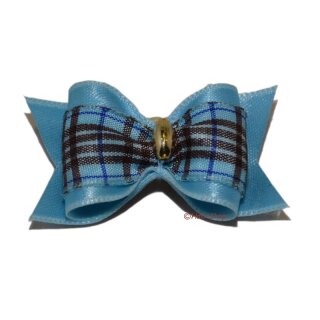 TopKnot Schleife blau kariert ca. 4,5 cm