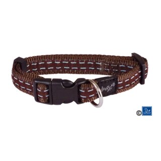 Doggy Nylon Halsband dotted braun M: 27-38 cm/ 1,5 cm