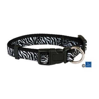 Doggy Nylon Halsband Zebra weiß M: 21-34 cm/ 1,6 cm