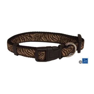 Doggy Nylon Halsband Zebra braun S: 20-32 cm/ 1 cm