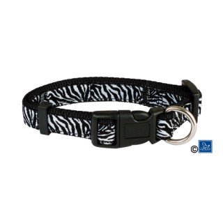 Doggy Nylon Halsband Zebra weiß L: 29-48 cm/ 2,0 cm