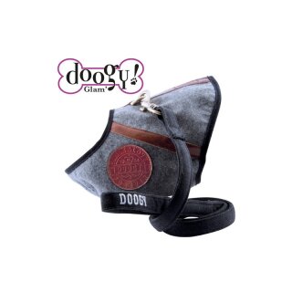 Doggy Softgeschirr Weste grau mit Leine