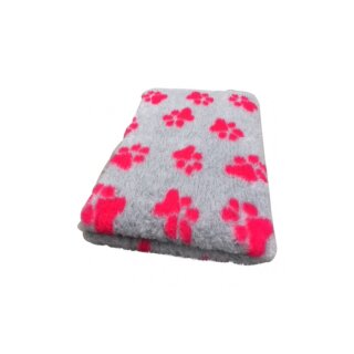 Vetbed Isobed SL grau mit fuchsia großen Pfoten 100 x 75 cm